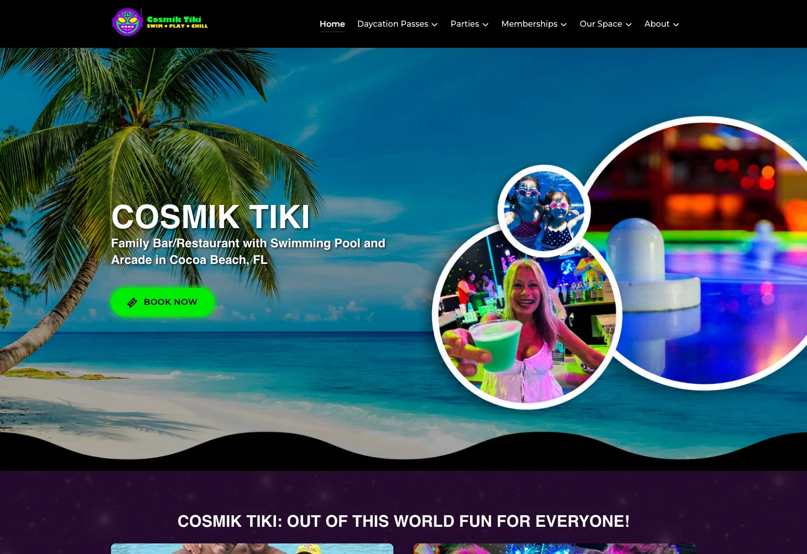 Cosmik Tiki homepage screenshot — WordPress project by Lofts Studio