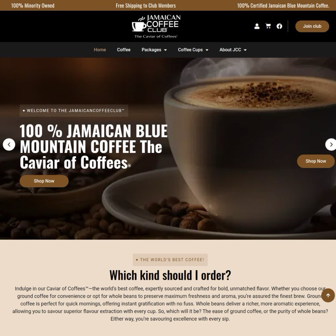 Jamaican Coffee Club — WordPress + WooCommerce project