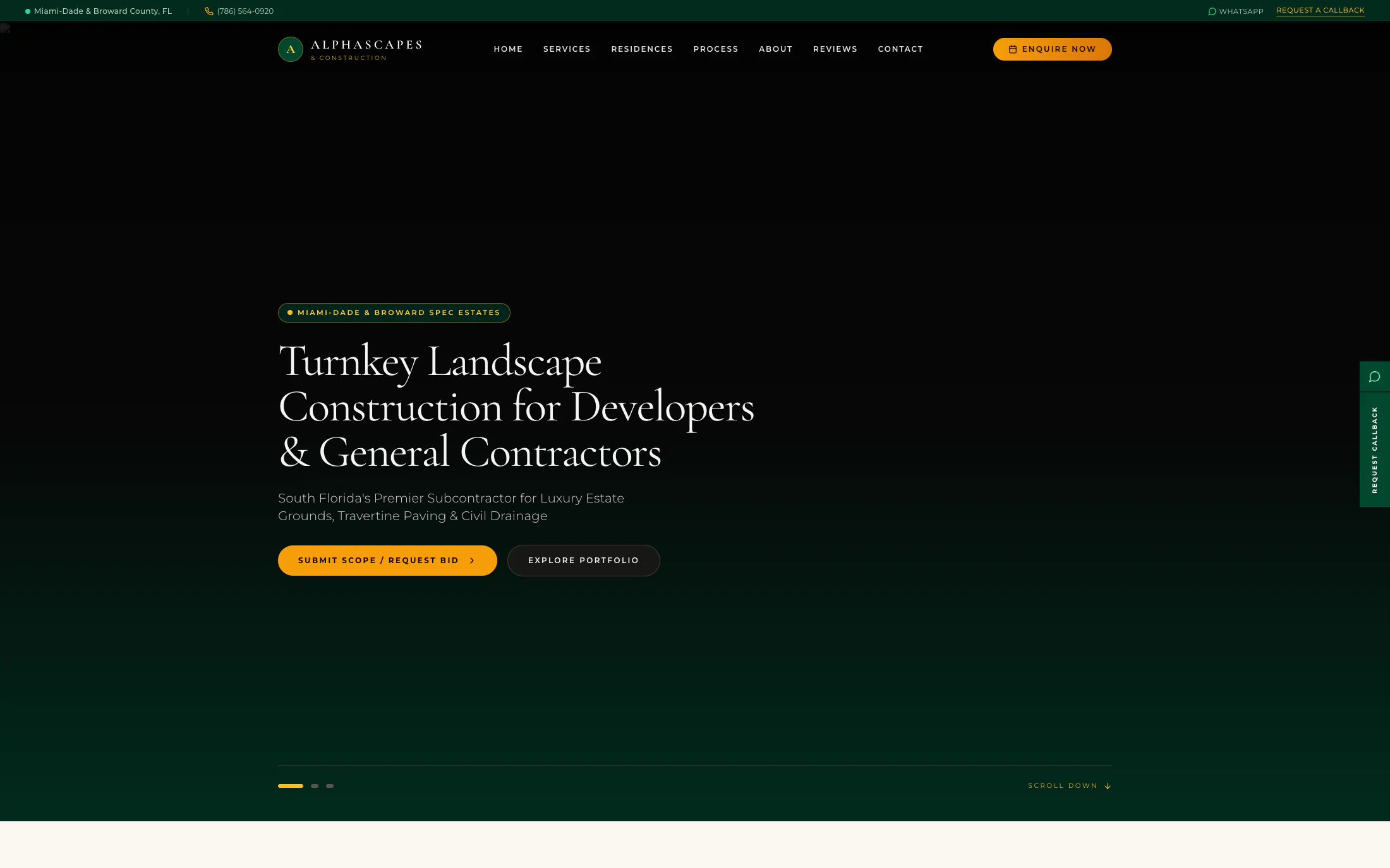 Alphascapes Construction homepage screenshot — WordPress project by Lofts Studio