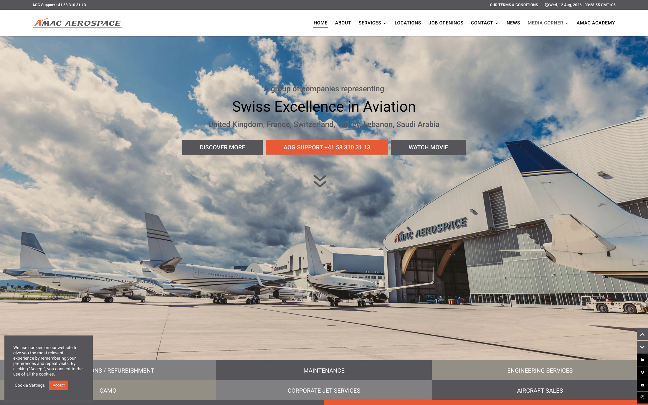 AMAC Aerospace homepage screenshot — WordPress project by Lofts Studio