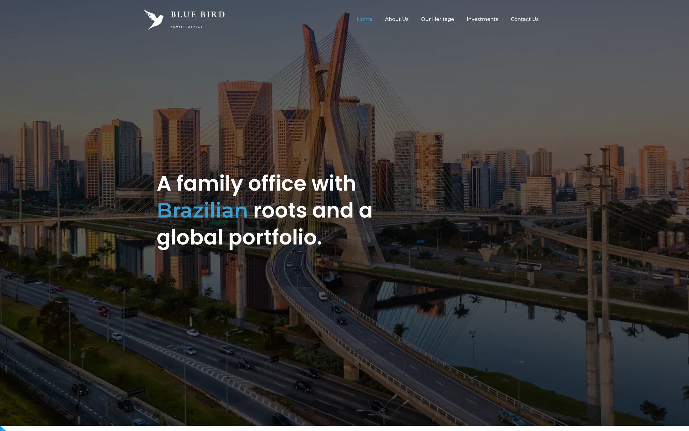 Blue Bird Family Office homepage screenshot — WordPress project by Lofts Studio