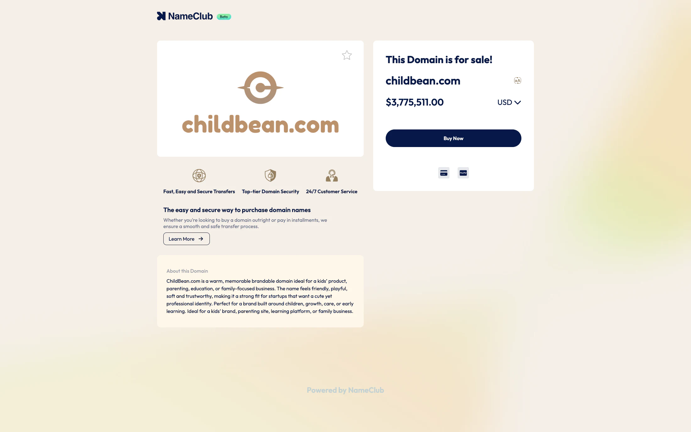 ChildBean homepage screenshot — Shopify project by Lofts Studio