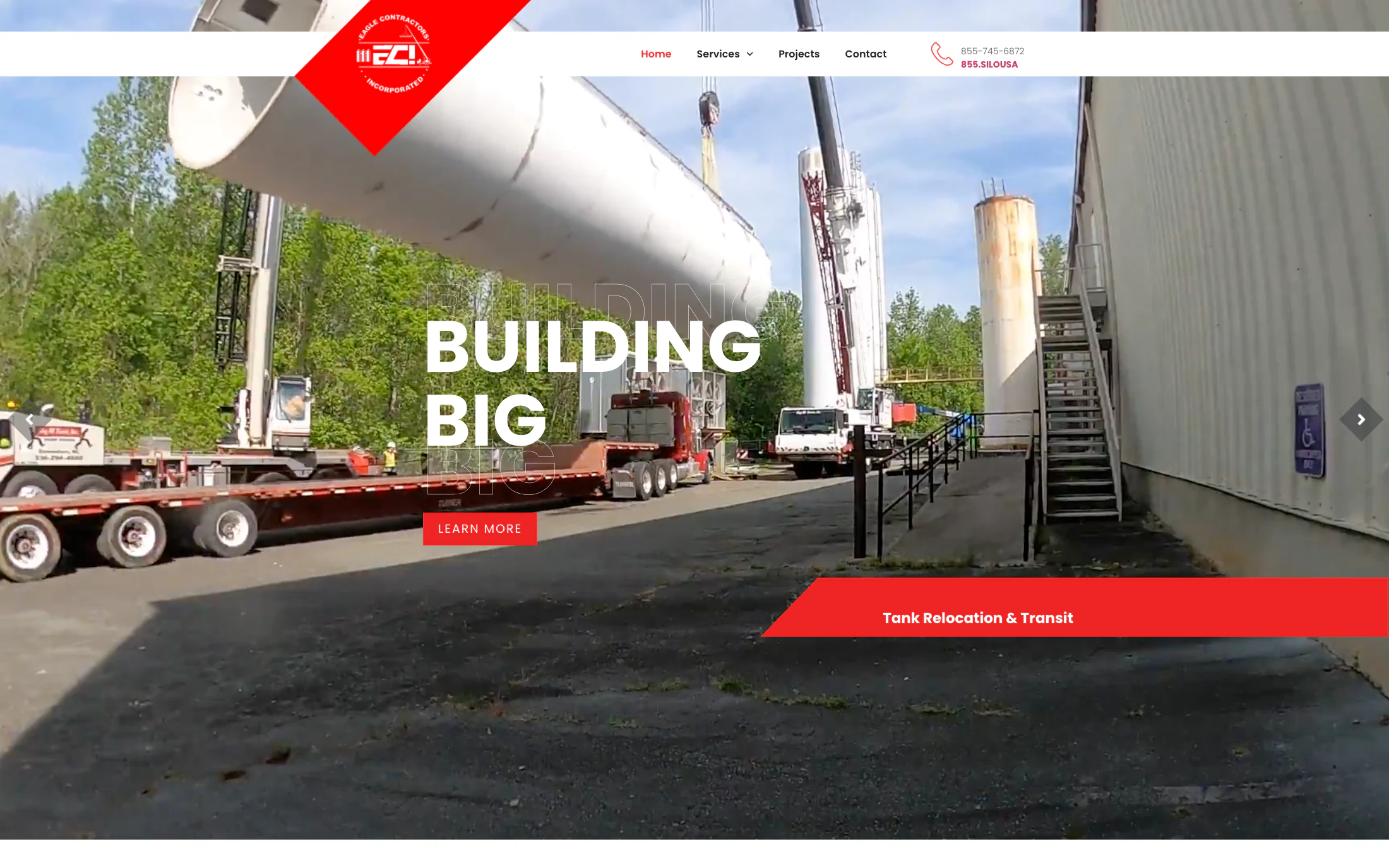 Eagle Contractors homepage screenshot — Custom project by Lofts Studio