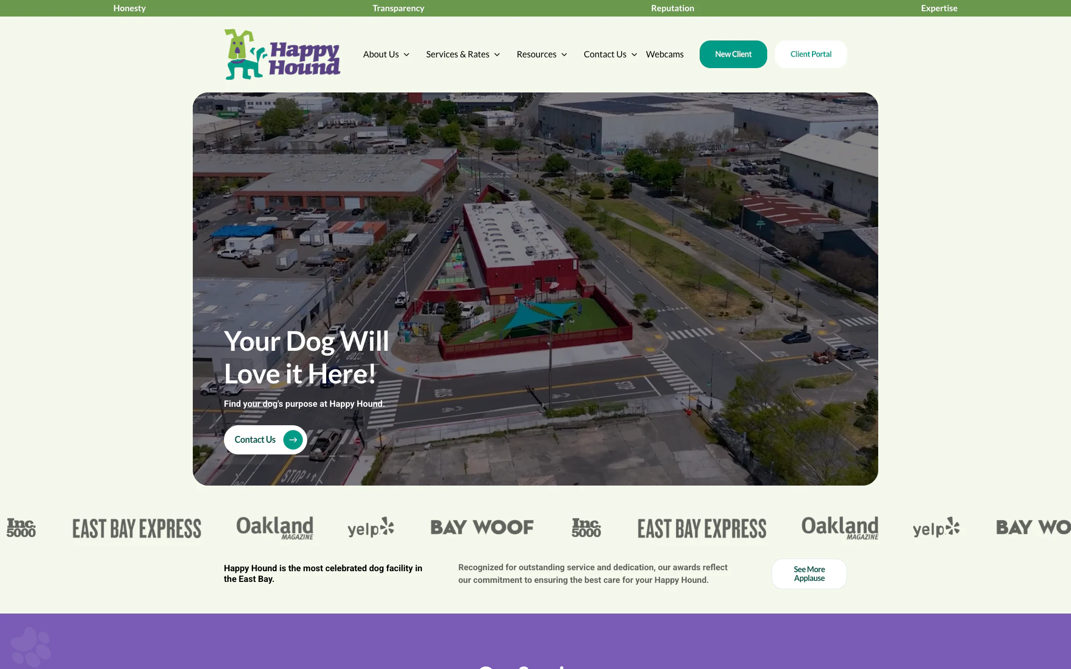 Happy Hound homepage screenshot — Shopify project by Lofts Studio