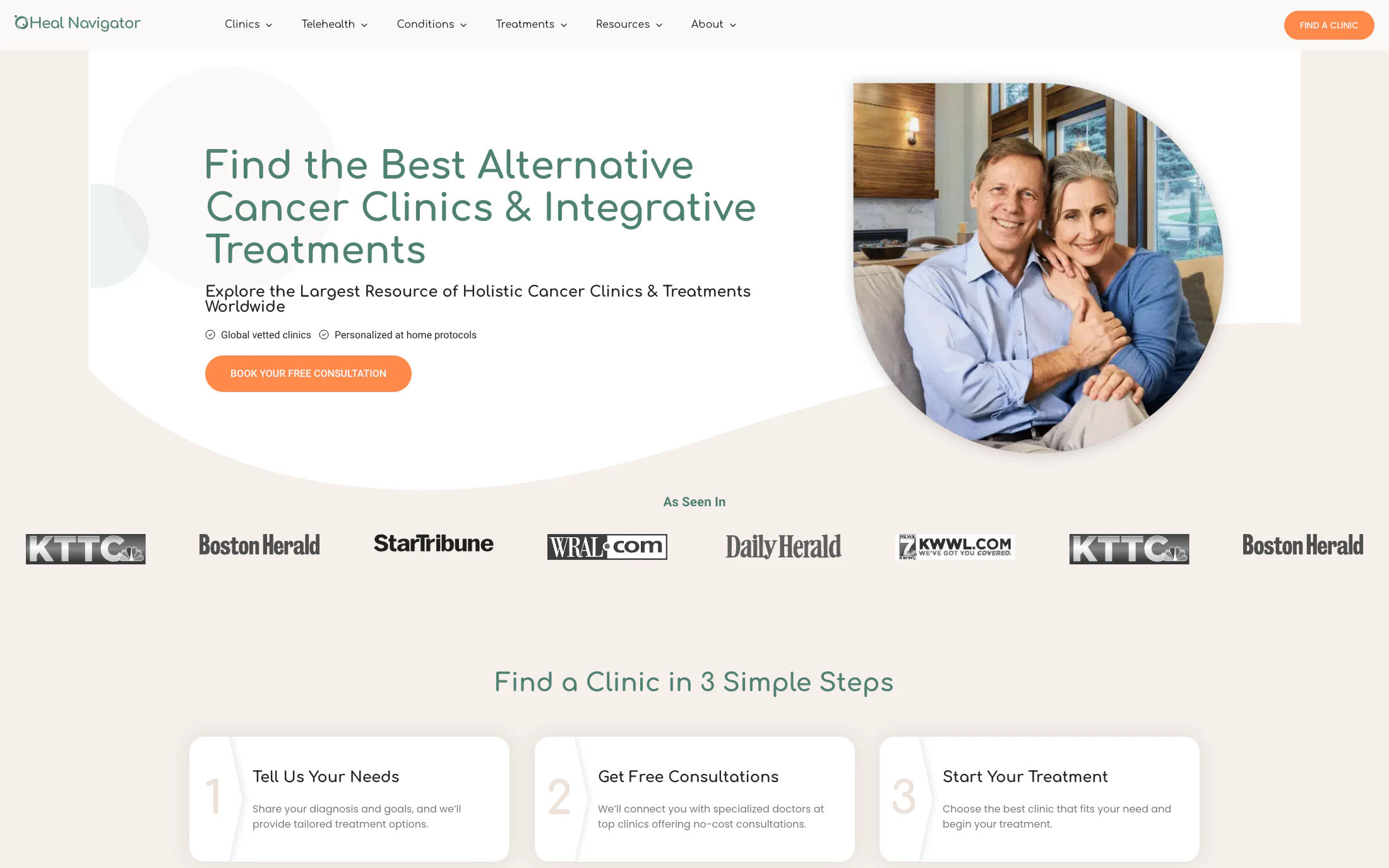 Heal Navigator homepage screenshot — WordPress + Elementor project by Lofts Studio