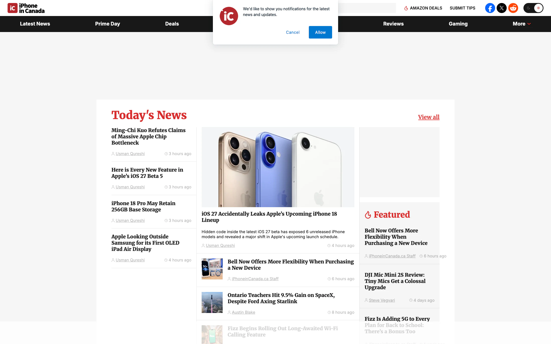 iPhone in Canada homepage screenshot — WordPress project by Lofts Studio