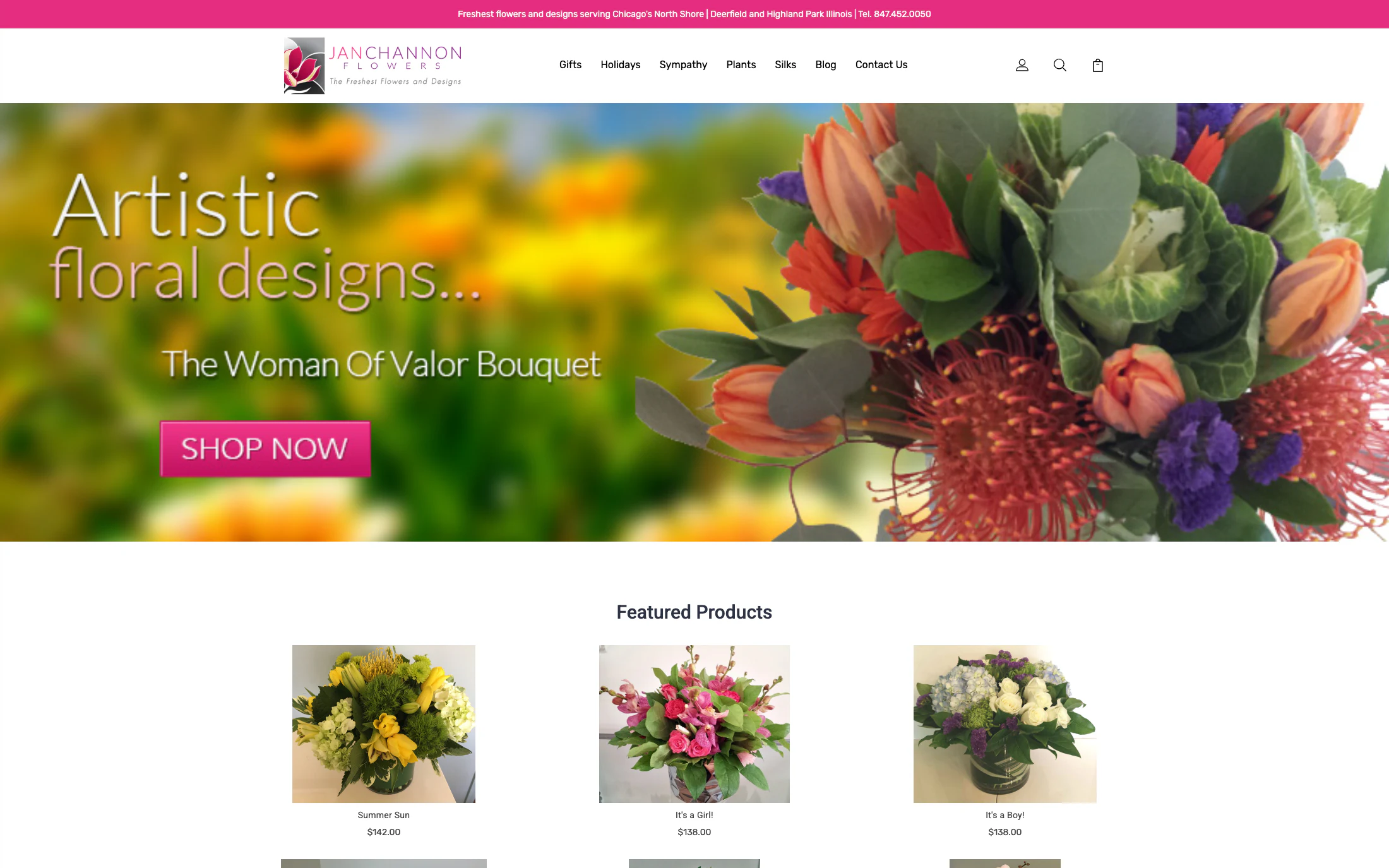 Jan Channon Flowers homepage screenshot — BigCommerce project by Lofts Studio