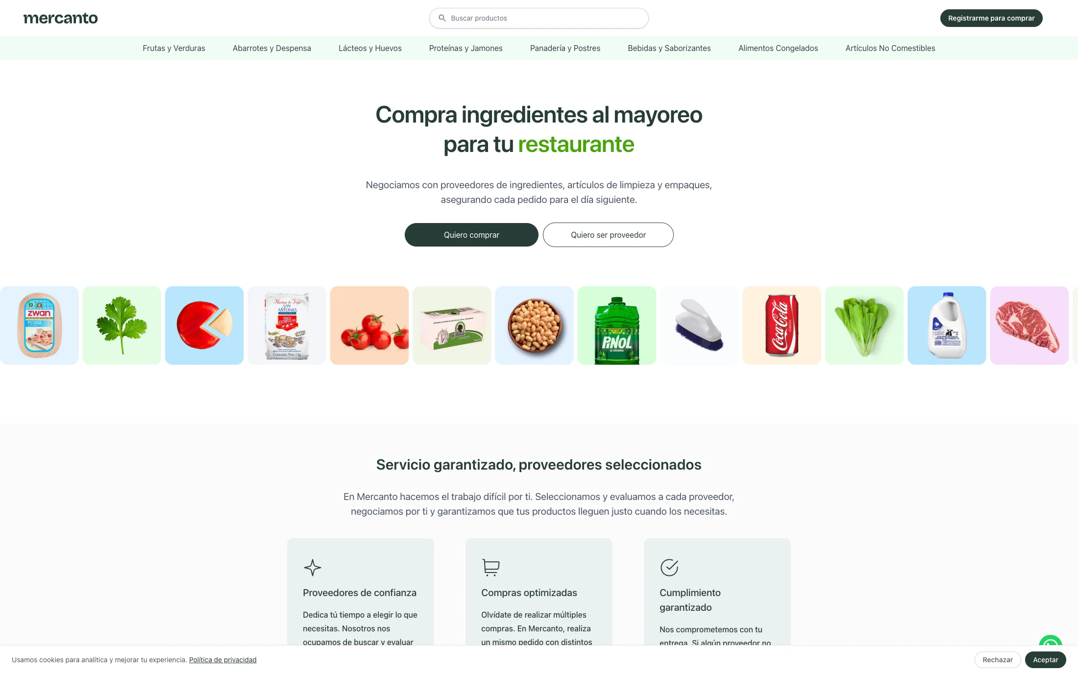 Mercanto B2B wholesale food marketplace — WordPress build for Mexican restaurant supply by Lofts Studio