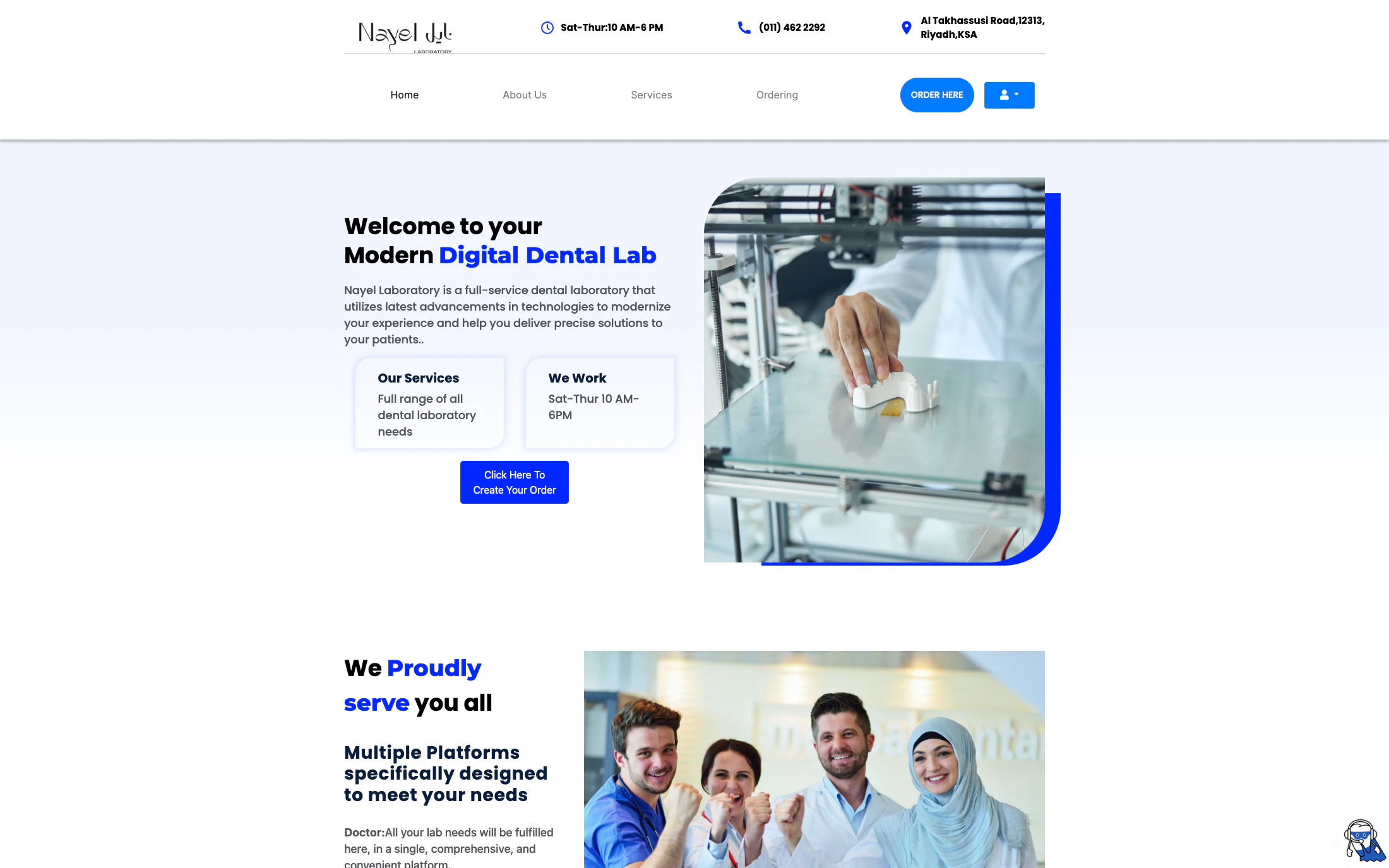 Nayel Lab homepage screenshot — Custom project by Lofts Studio