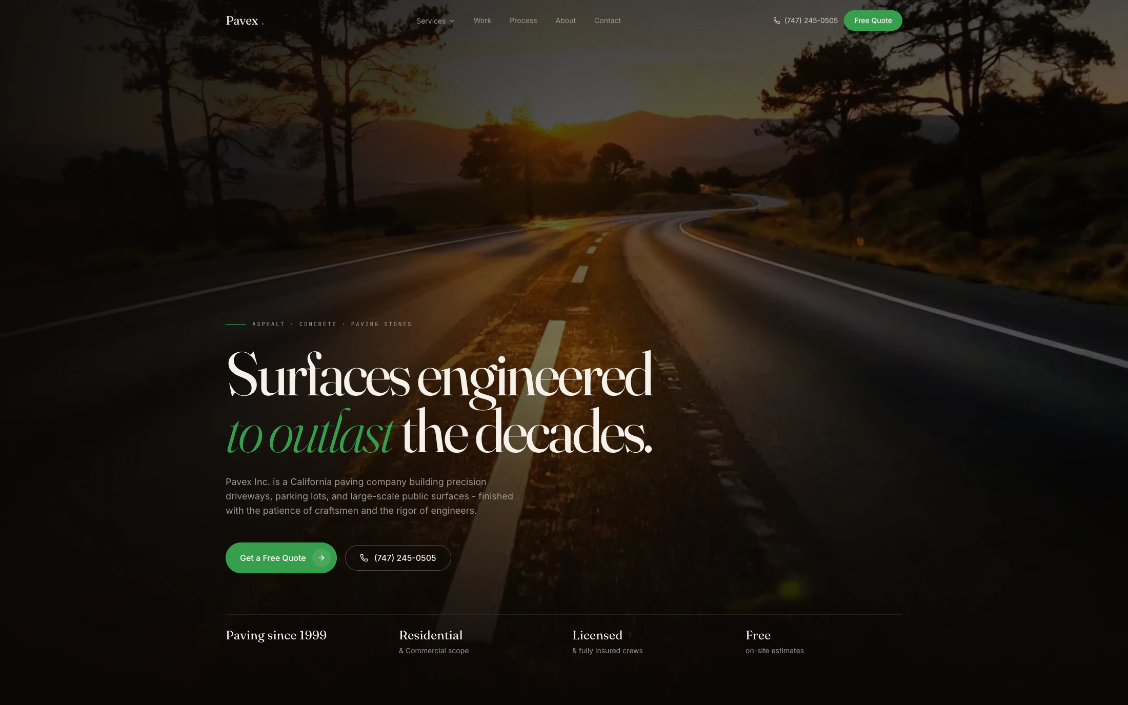 Pavex homepage screenshot — Squarespace project by Lofts Studio