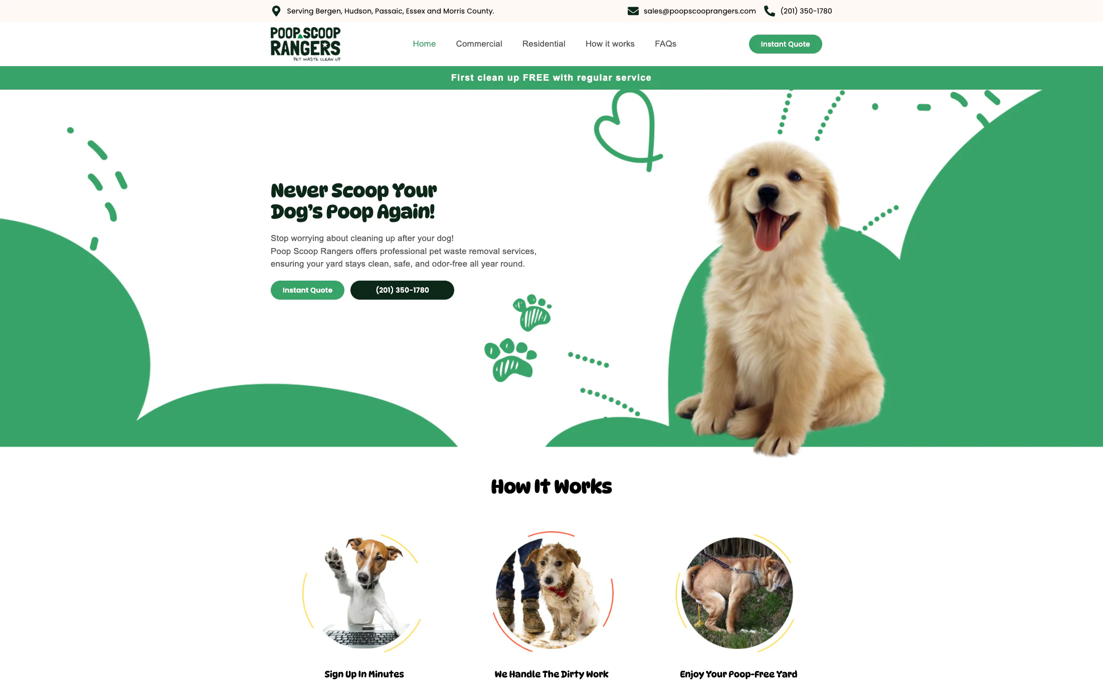 Poop Scoop Rangers homepage screenshot — WordPress project by Lofts Studio