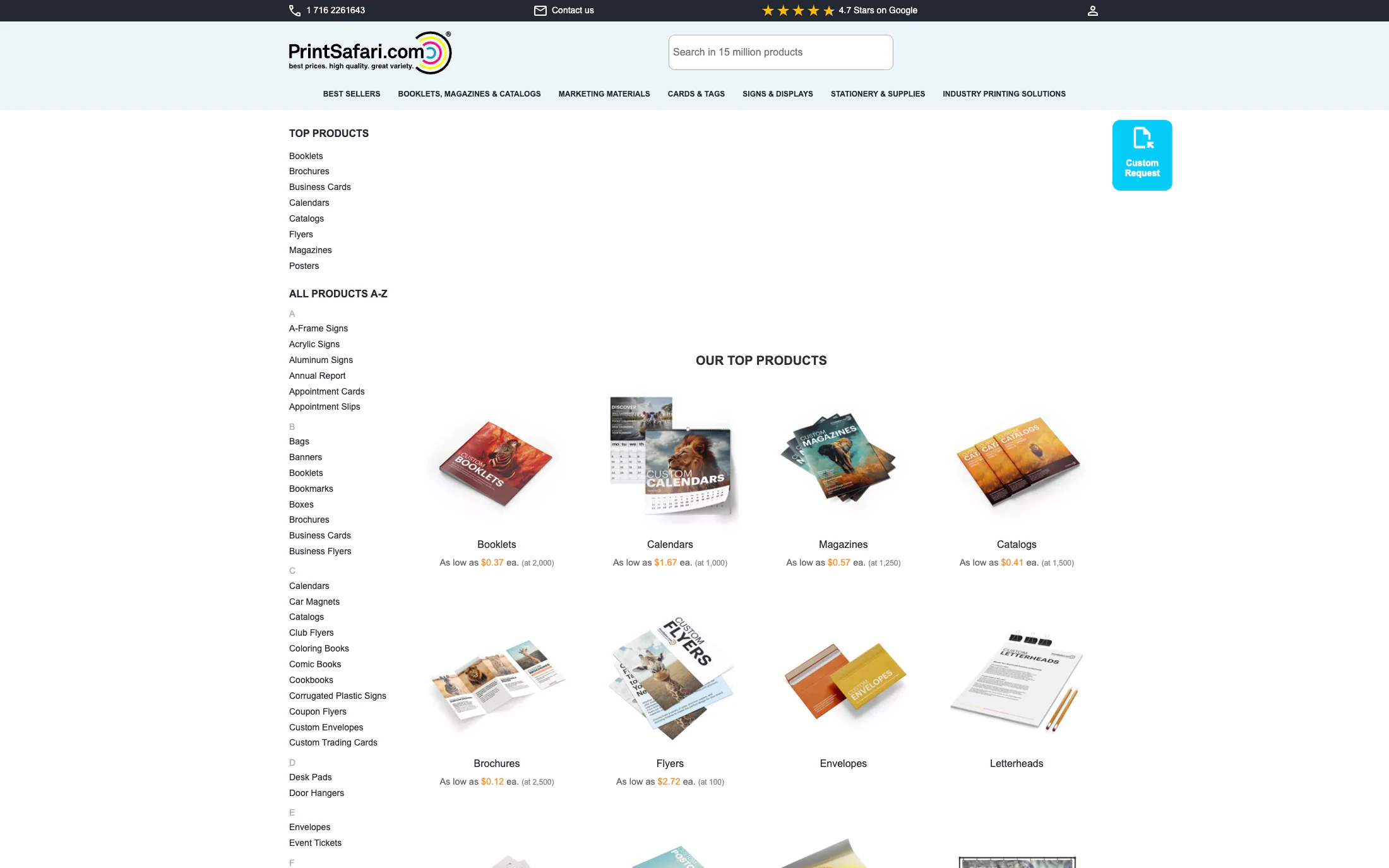 Printsafari homepage screenshot — WordPress project by Lofts Studio