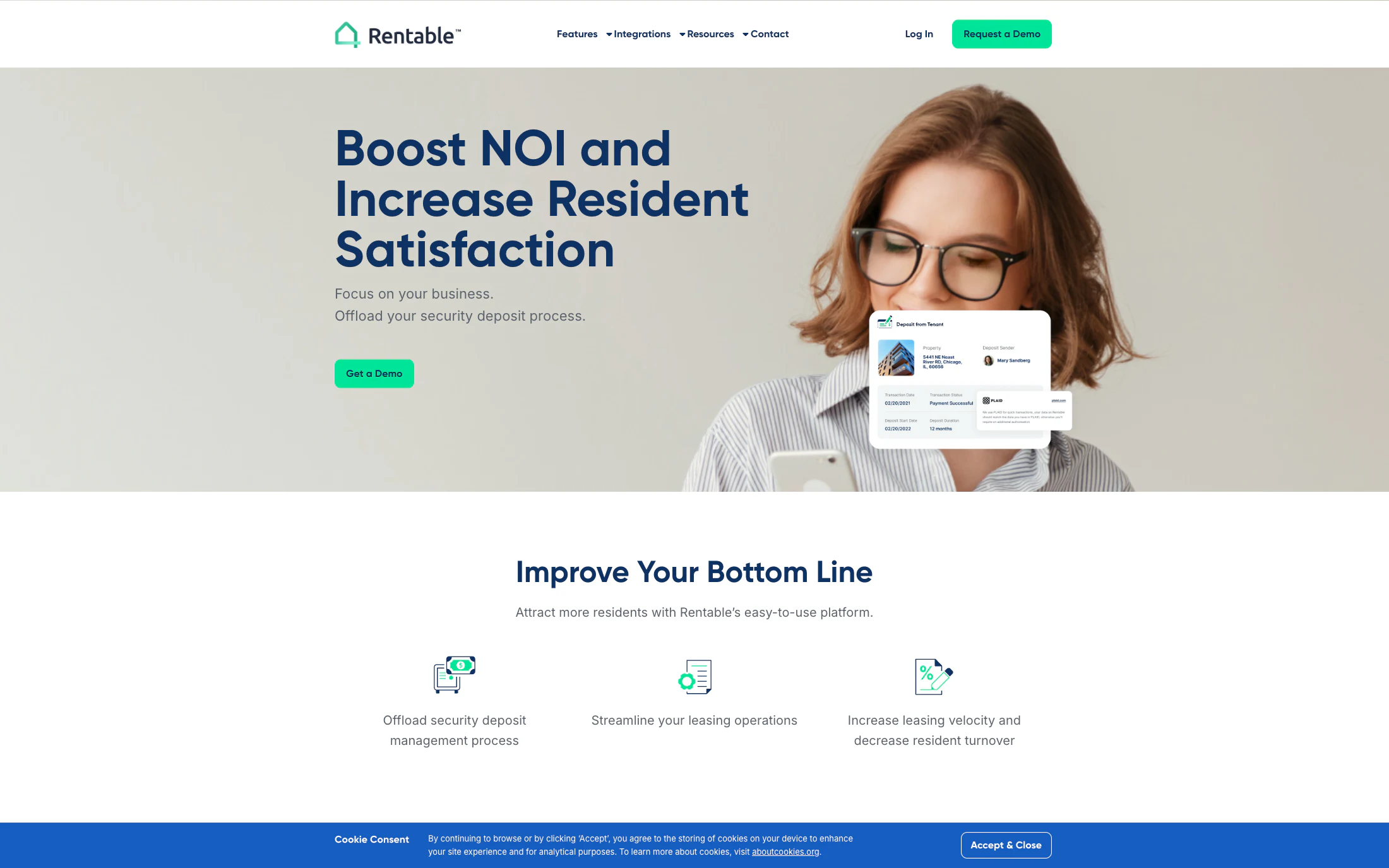 Rentable homepage screenshot — WordPress project by Lofts Studio
