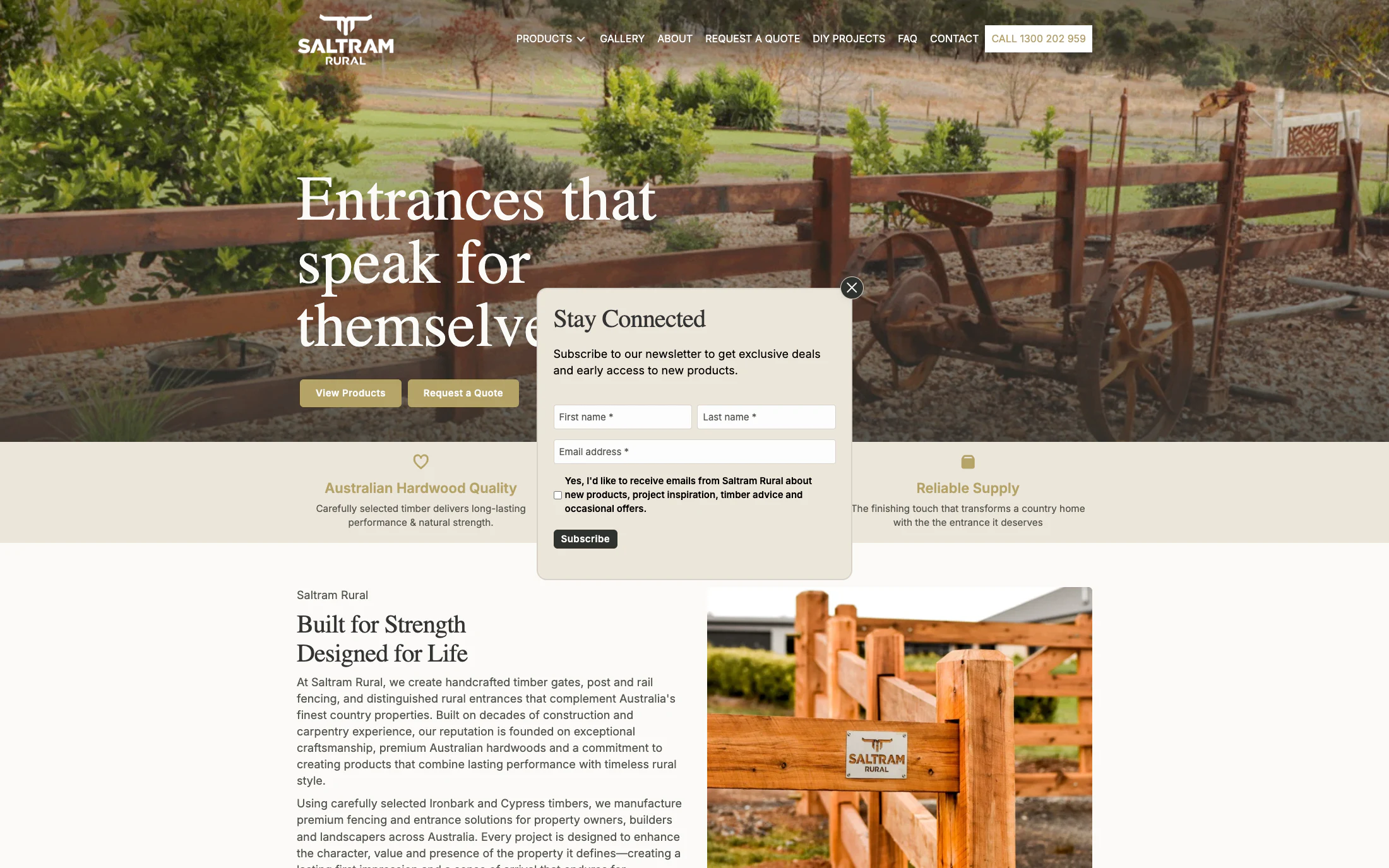 Saltram Rural homepage screenshot — WooCommerce project by Lofts Studio