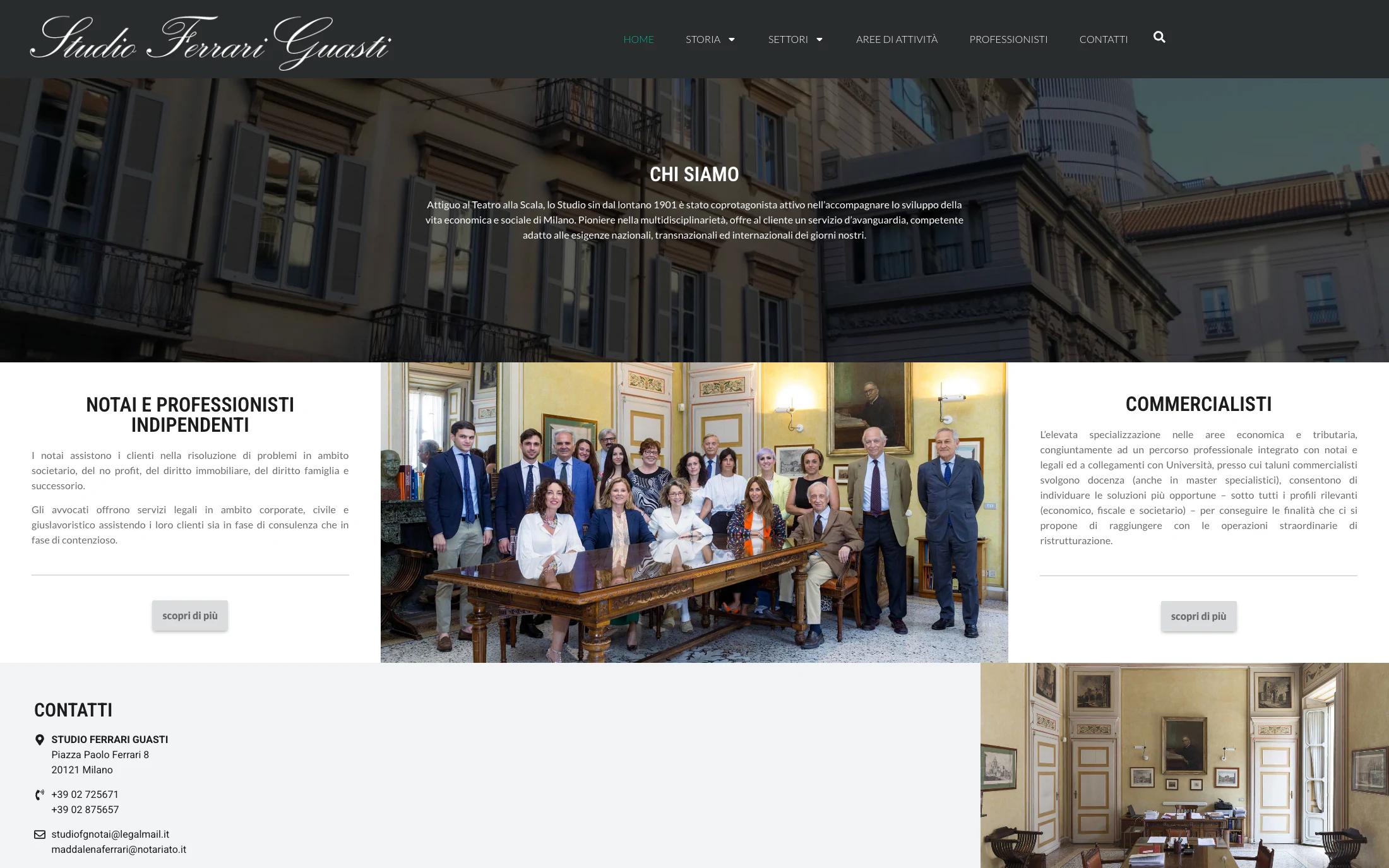Studio Ferrari Guasti homepage screenshot — WordPress project by Lofts Studio