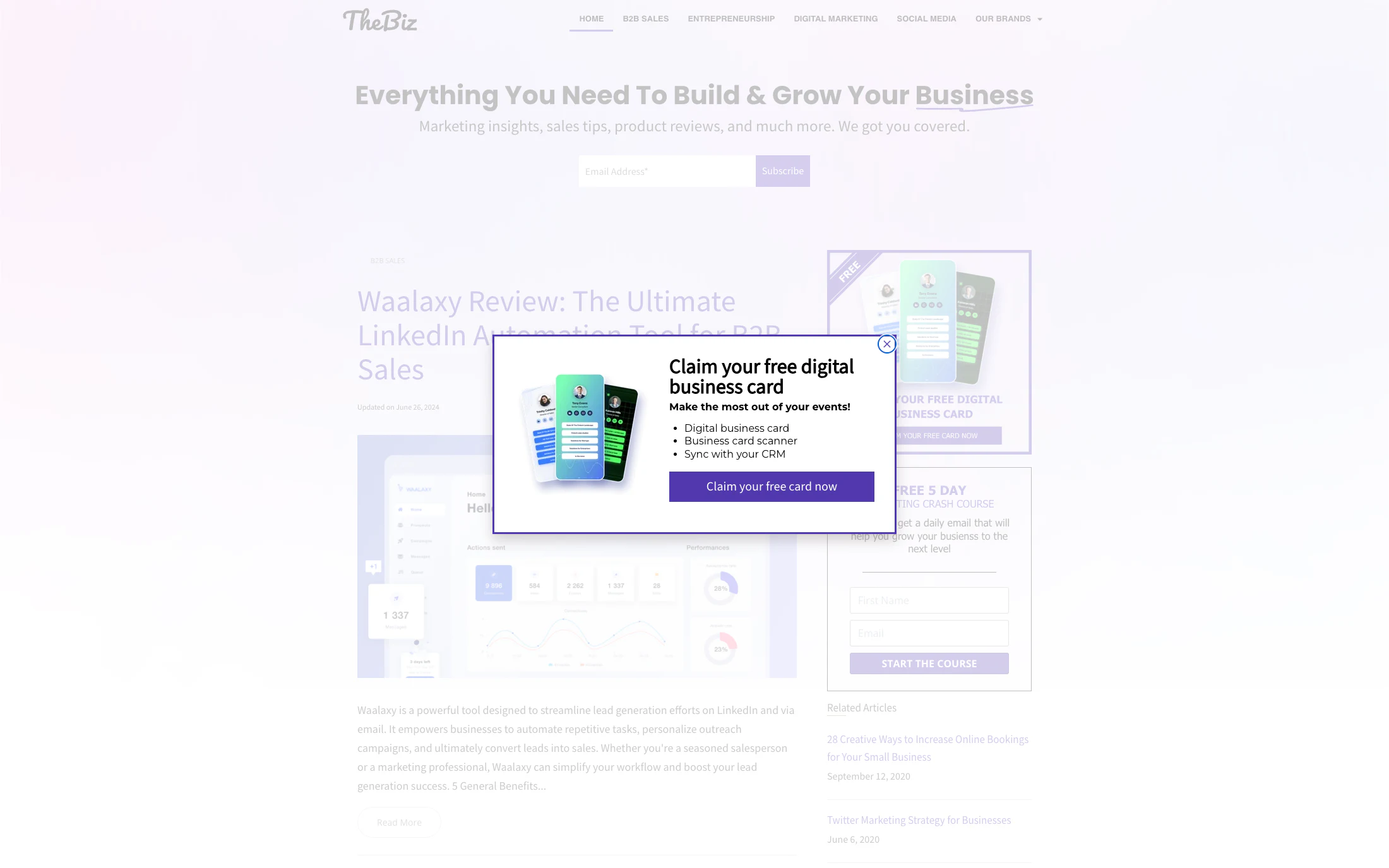 TheBiz homepage screenshot — WordPress project by Lofts Studio