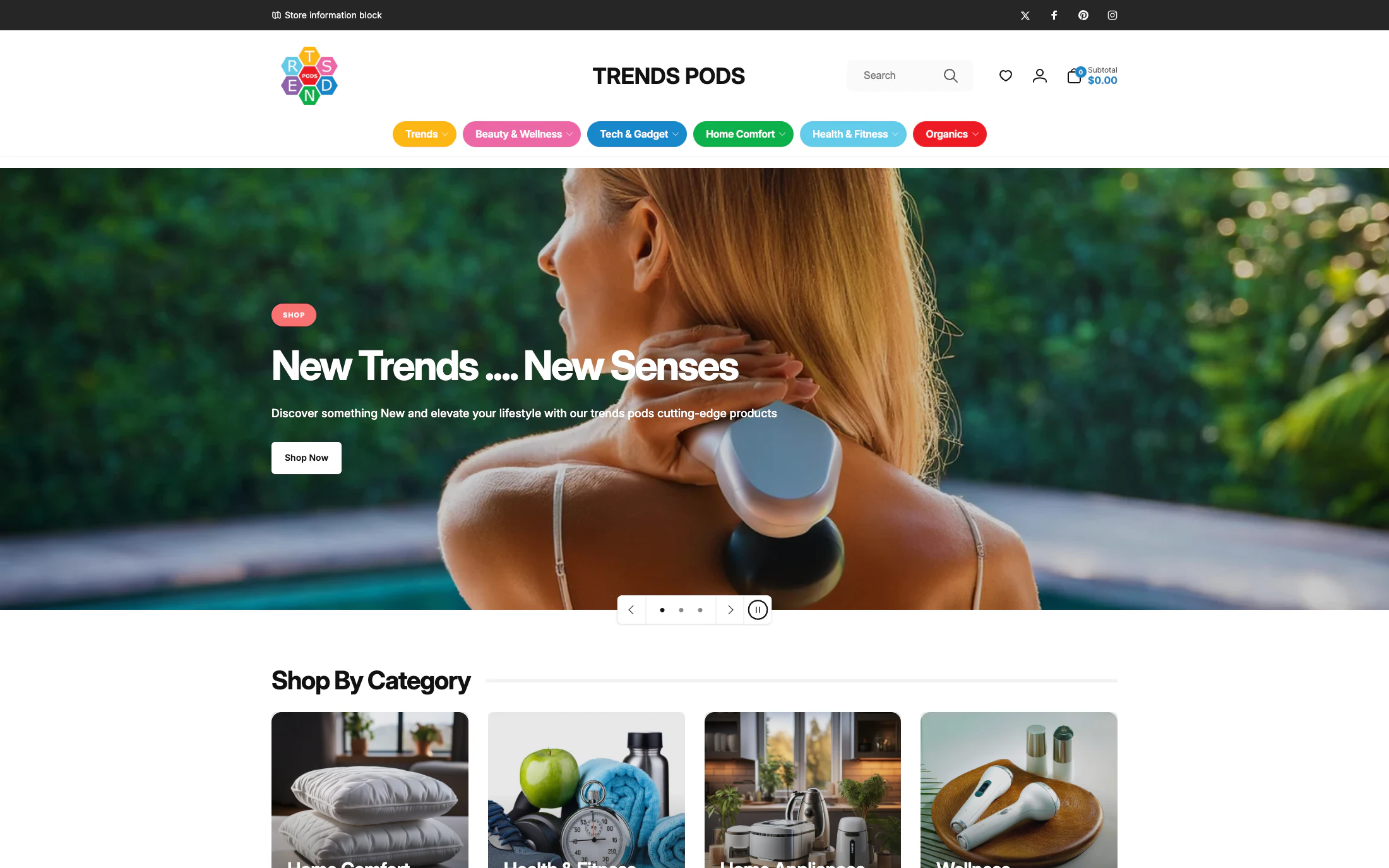Trendspods homepage screenshot — Shopify project by Lofts Studio