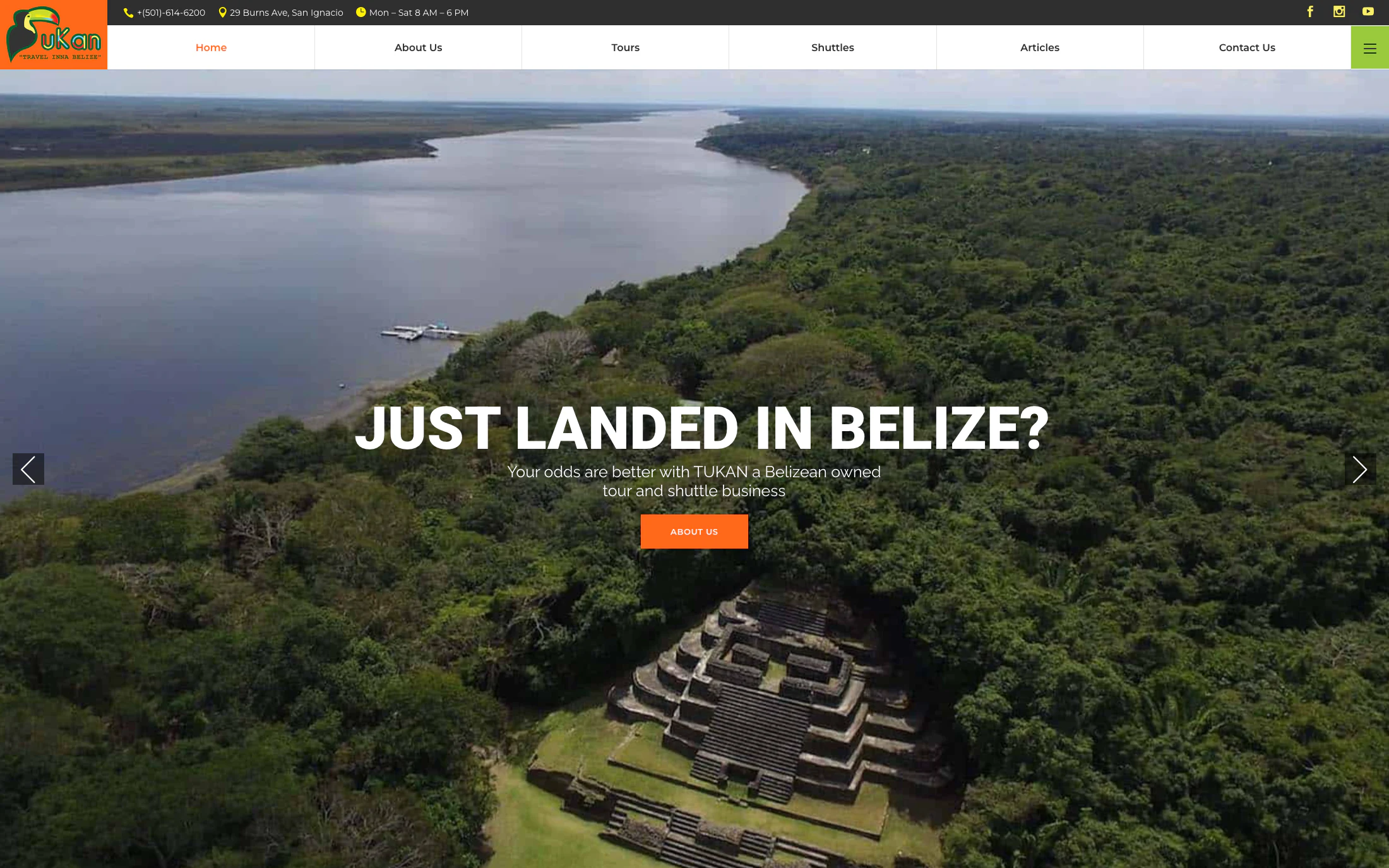 Tukan Travel Belize homepage screenshot — WordPress + Elementor project by Lofts Studio