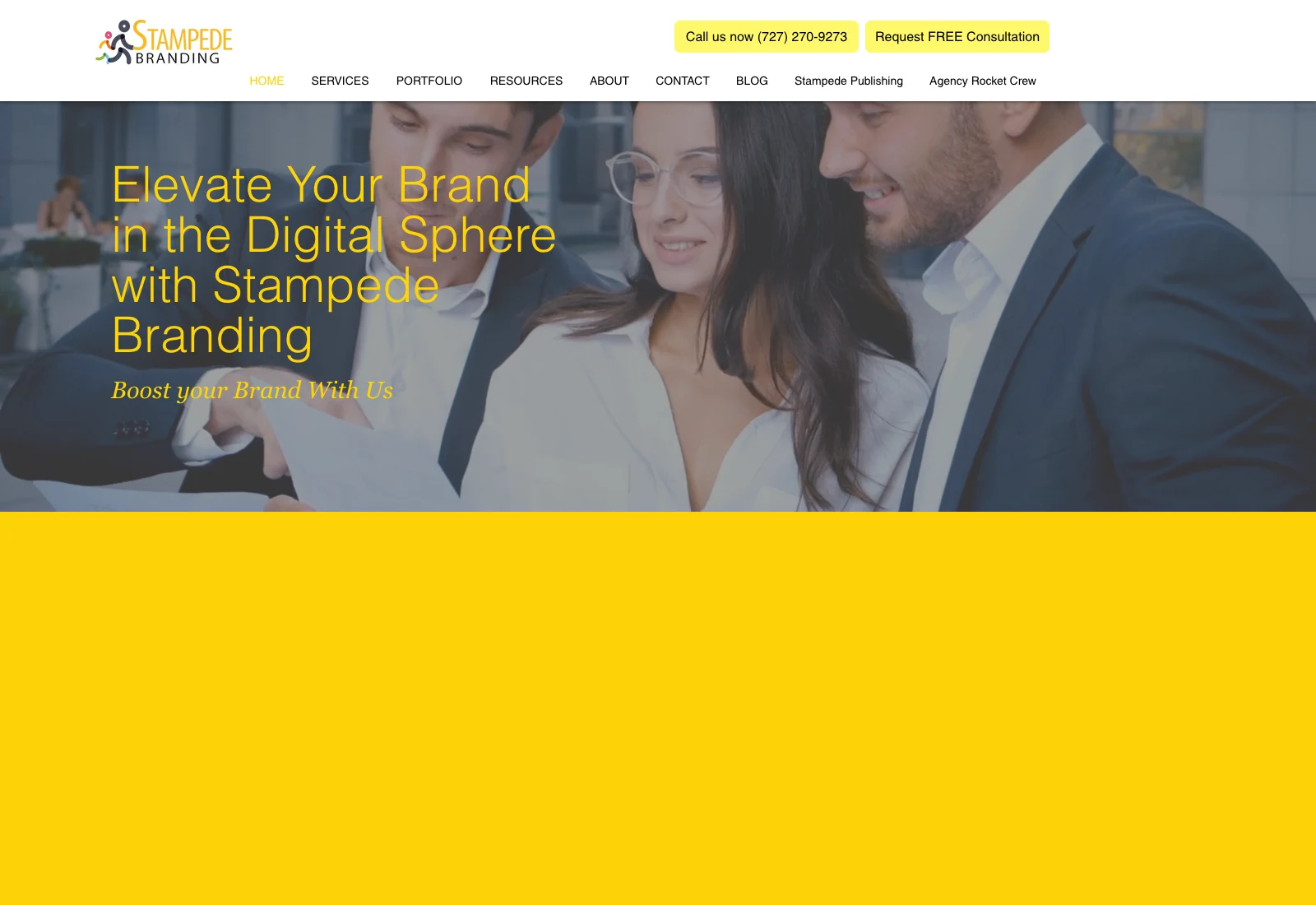 Stampede Branding homepage screenshot — Wix project by Lofts Studio